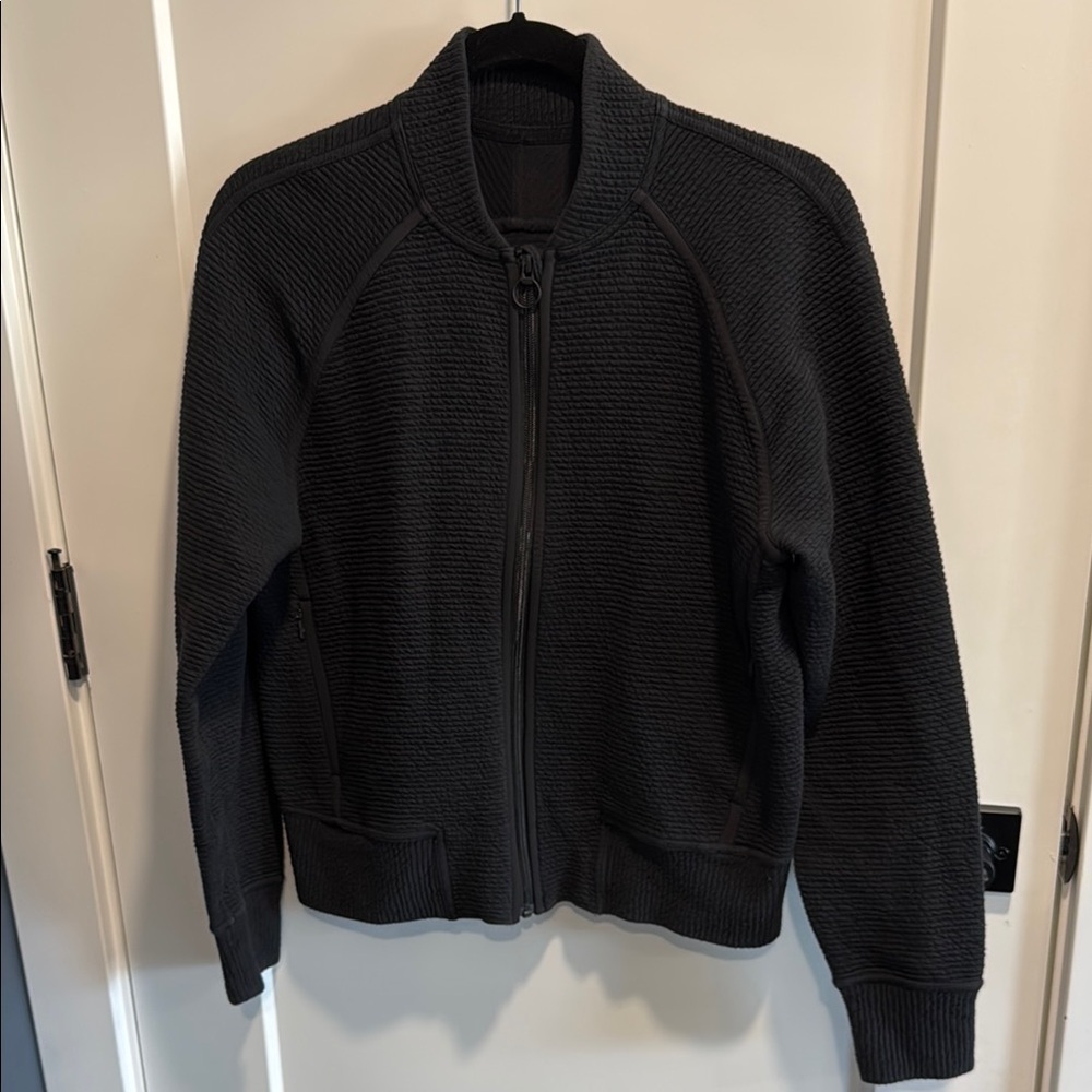 Lululemon Black Textured Zip-Up Bomber Jacket Size 8